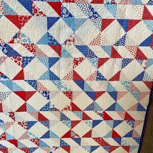 Red, White and Blue Patchwork Quilt