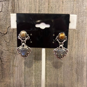 Sajen Labradorite, Pearl Sterling Silver Earrings