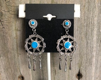 Turquoise and Sterling Silver Earrings Southwestern