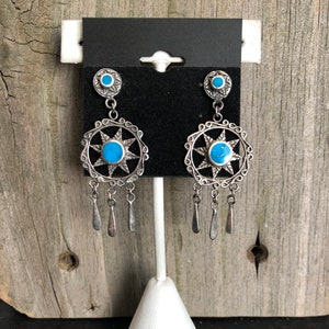 Turquoise and Sterling Silver Earrings Southwestern