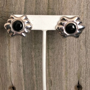 Onyx Sterling Silver Earrings Southwestern