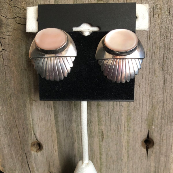 Pink MOP Sterling Silver Earrings Native American