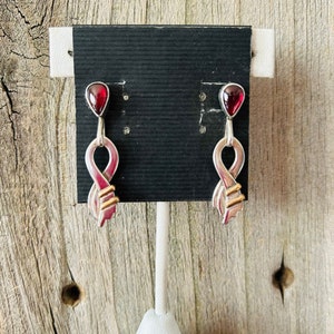 Garnet Brass Sterling Silver Earrings Southwestern