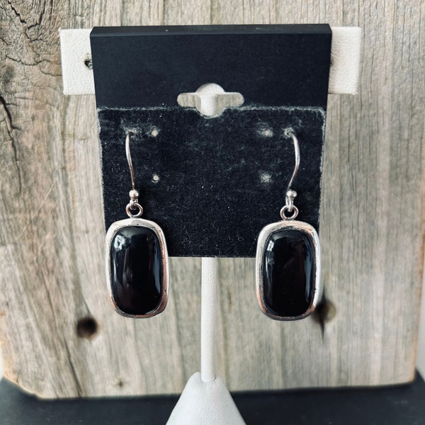 Black Agate Sterling Silver Earrings