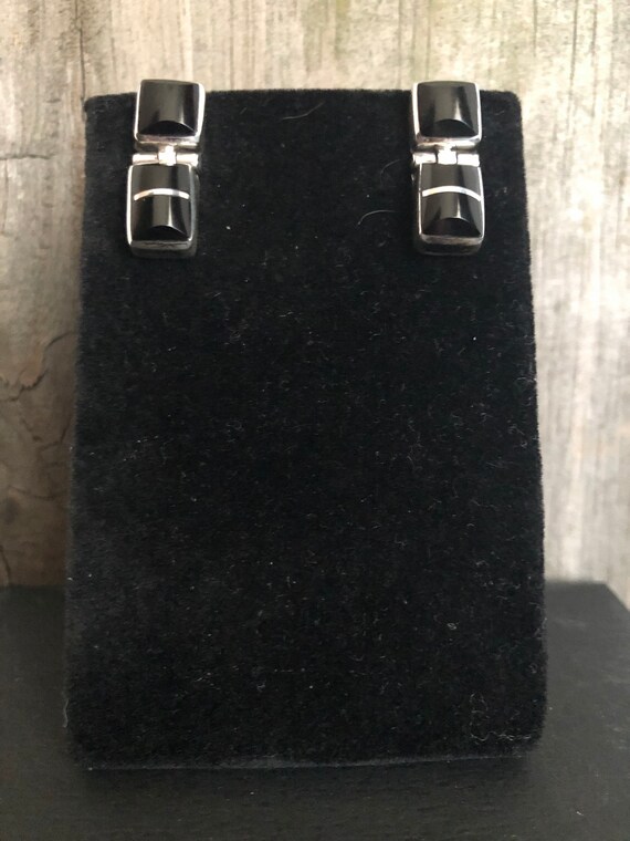 Onyx and Sterling Silver Earrings Southwestern - image 8