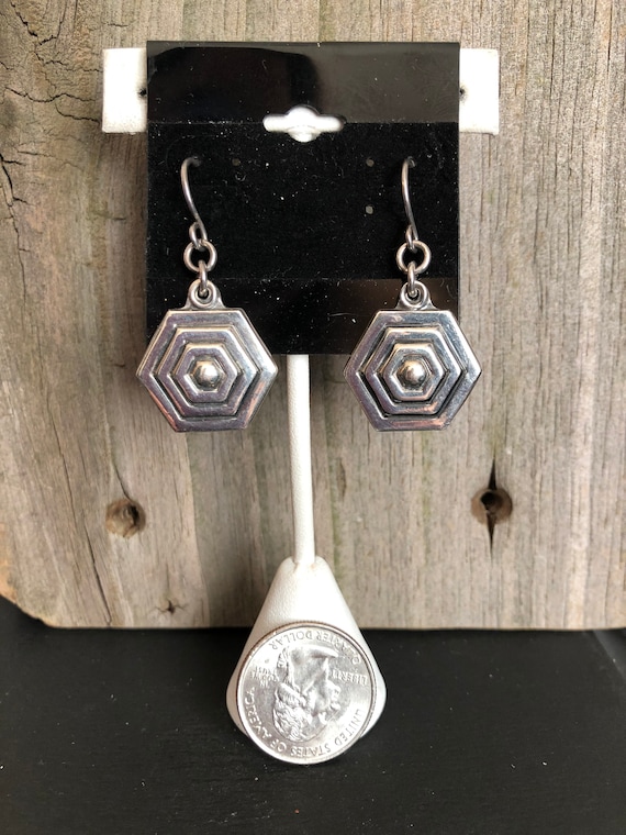 Sterling Silver Hexagon-shaped Earrings Southwest… - image 2