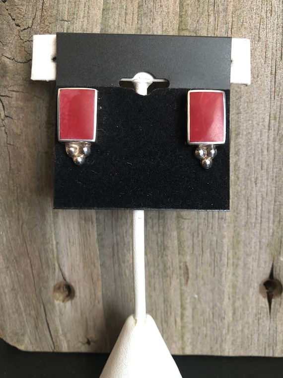 Rhodonite Sterling Silver Earrings Southwestern