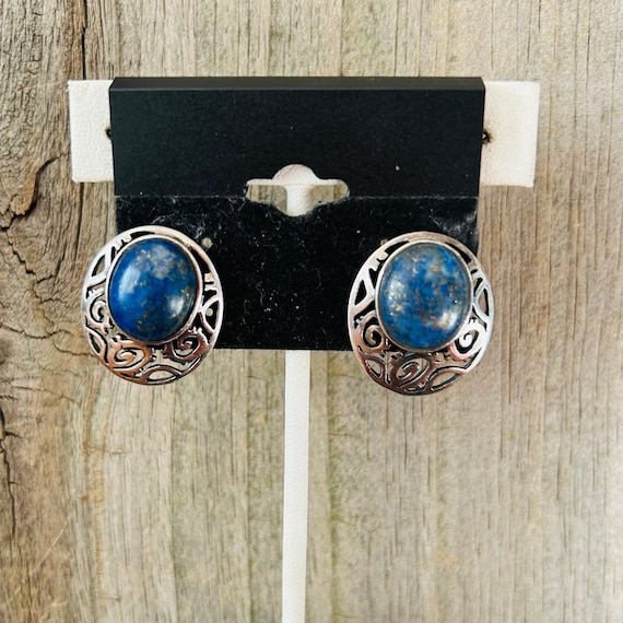 Lapis Sterling Silver Earrings Southwestern - image 1