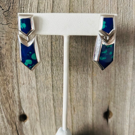 Azurite Sterling Silver Earrings Southwestern - image 7