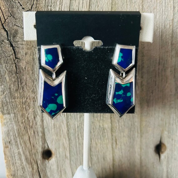 Azurite Sterling Silver Earrings Southwestern - image 6