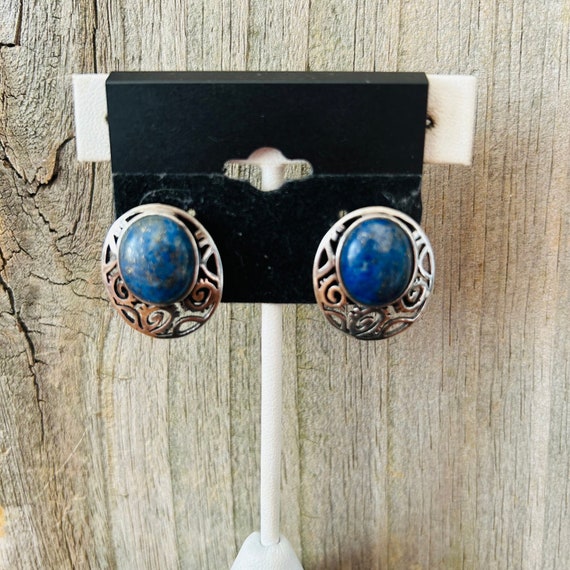 Lapis Sterling Silver Earrings Southwestern - image 2