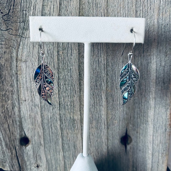 Abalone Sterling Silver "Feather" Earrings - image 7