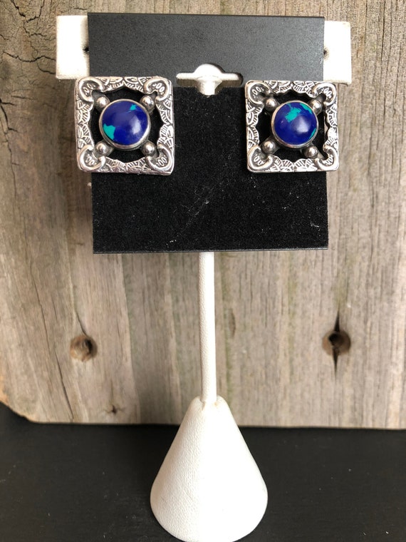 Azurite and Sterling Silver Earrings Southwestern - image 8