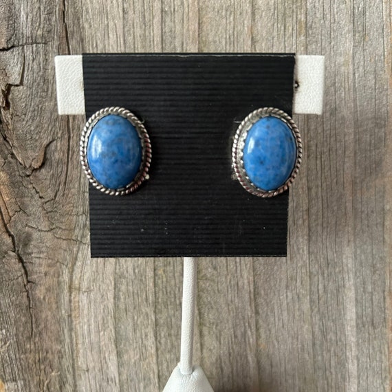 Denim Lapis Sterling Silver Earrings Native Ameri… - image 1