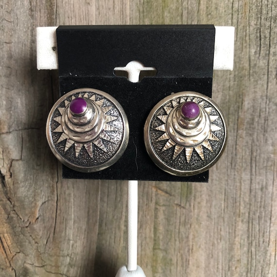Sugilite and Sterling Silver Earrings Southwestern