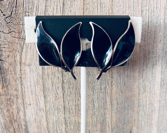 Norway Black Enamel Sterling Earrings David Anderson