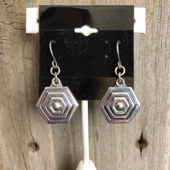 Sterling Silver Hexagon-shaped Earrings Southwest… - image 1