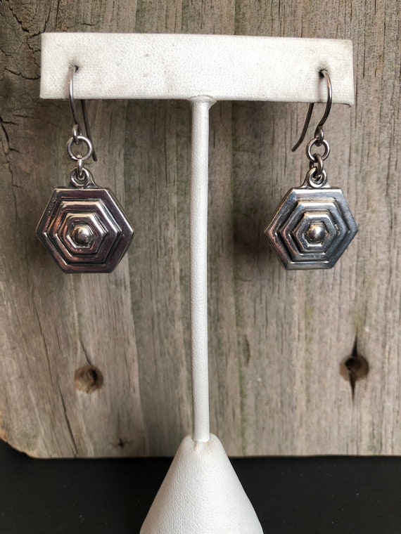 Sterling Silver Hexagon-shaped Earrings Southwest… - image 5