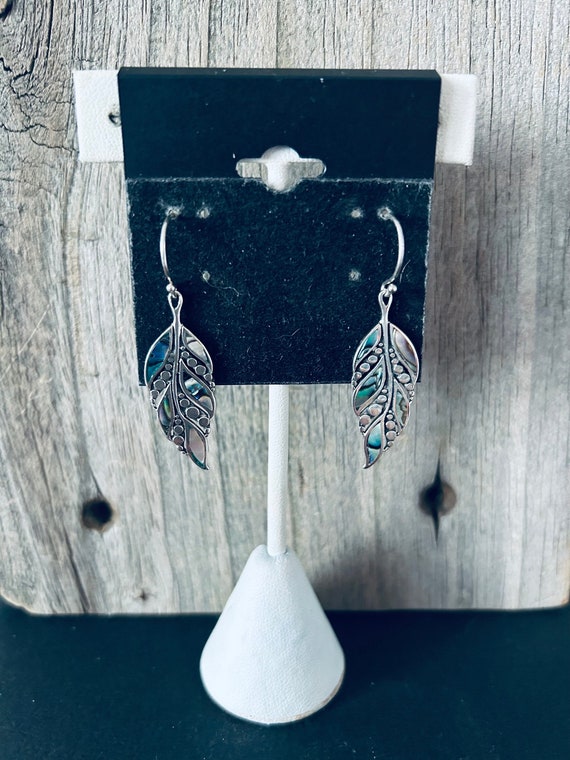 Abalone Sterling Silver "Feather" Earrings - image 1