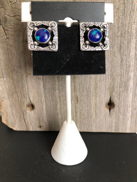 Azurite and Sterling Silver Earrings Southwestern - image 5