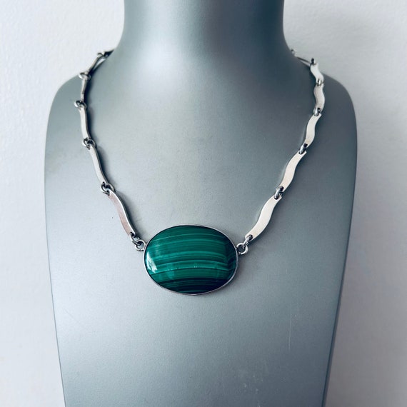 Malachite Sterling Silver Necklace Southwestern