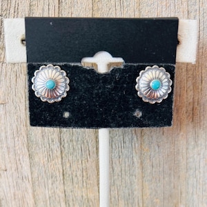 Turquoise "Concho" Sterling Silver Earrings
