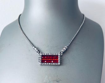 Brighton Red Beaded Silver Pendant Necklace