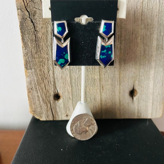 Azurite Sterling Silver Earrings Southwestern - image 2