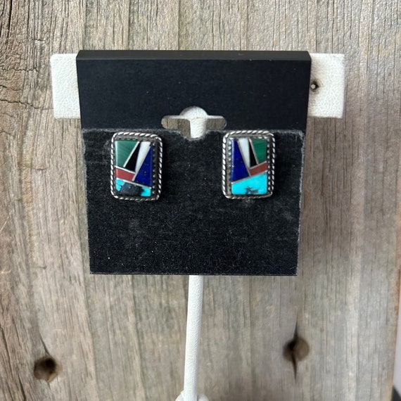 Multi Stone Sterling Silver Earrings Native Ameri… - image 6