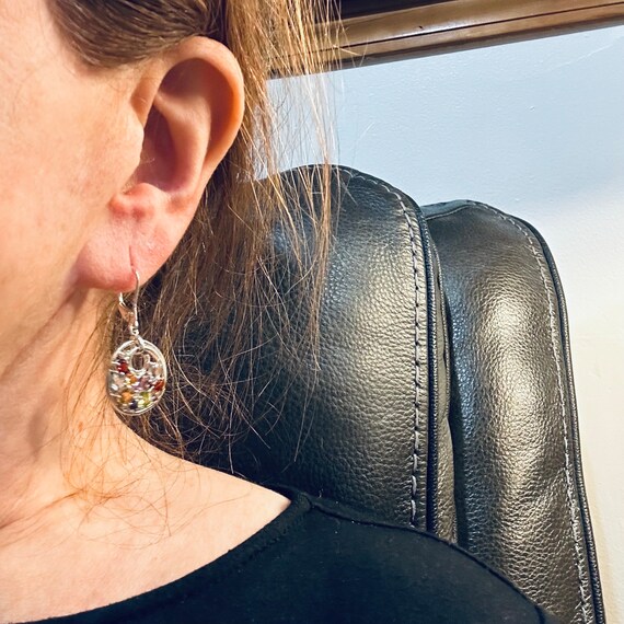 Multi Stone Sterling Silver Lever Back Earrings - image 2