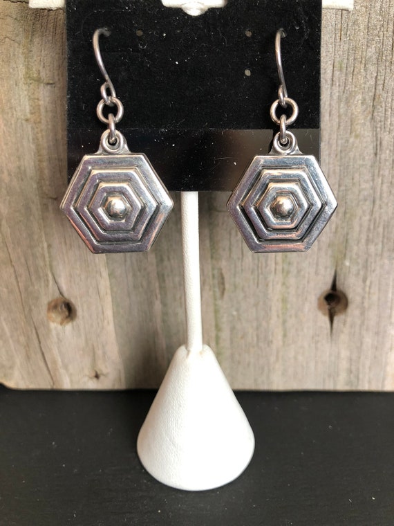 Sterling Silver Hexagon-shaped Earrings Southwest… - image 8