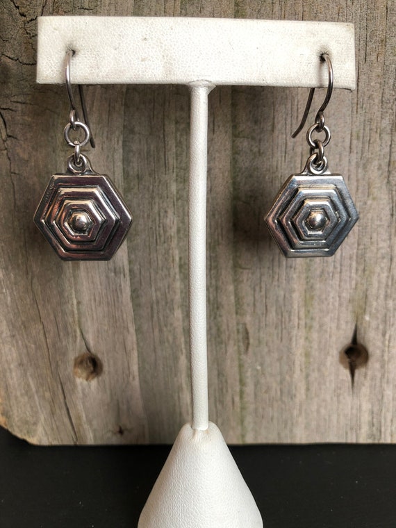 Sterling Silver Hexagon-shaped Earrings Southwest… - image 7