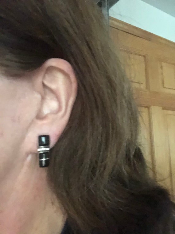 Onyx and Sterling Silver Earrings Southwestern - image 10