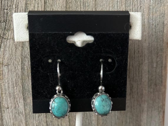 Turquoise Sterling Silver Bali Style Earrings