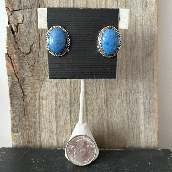 Denim Lapis Sterling Silver Earrings Native Ameri… - image 2