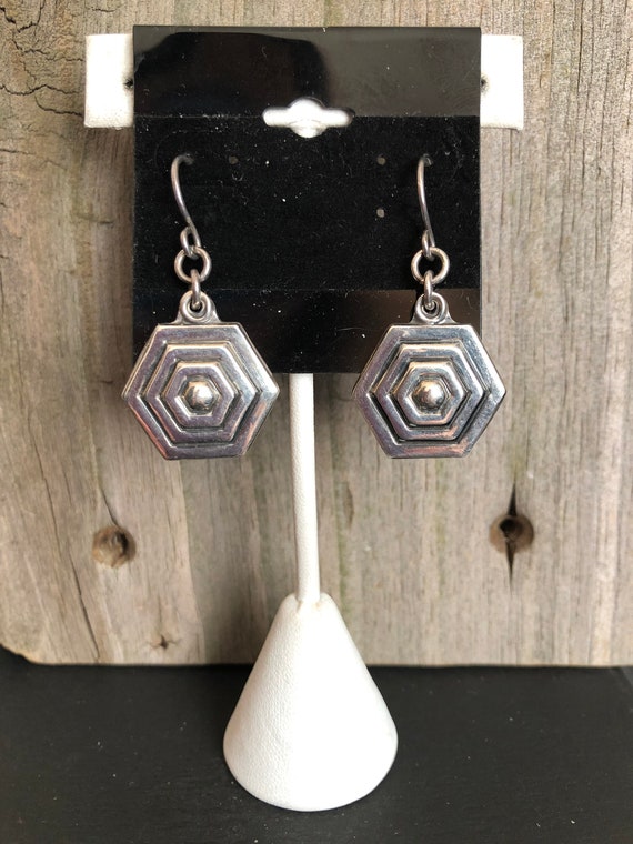 Sterling Silver Hexagon-shaped Earrings Southwest… - image 6