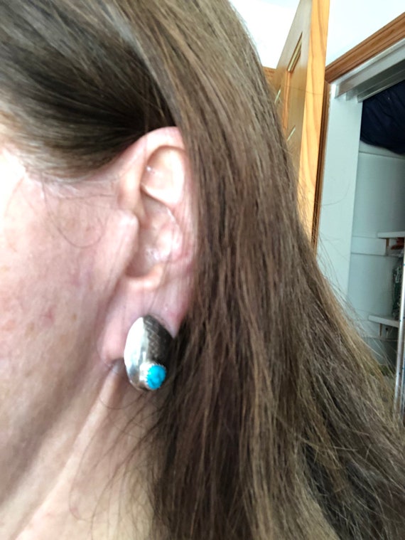 Turquoise and Sterling Silver Earrings Native Ame… - image 9