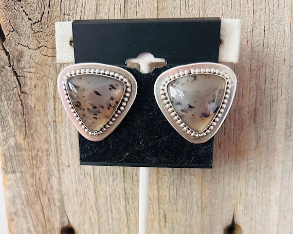 Sunwest Silver Montana Moss Agate Sterling Silver Earrings