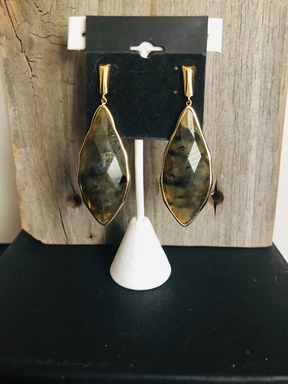 Labradorite and 18-carat Gold-plated Earrings
