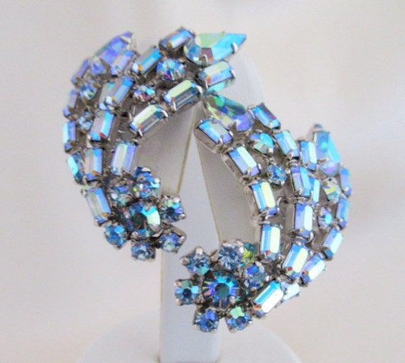 Sherman Signed Large Blue Aurora Borealis Rhinesto