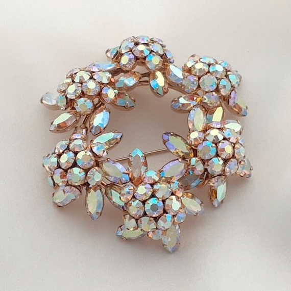 Sherman Brooch Set Signed Aurora Borealis Swarovski Rhinestones