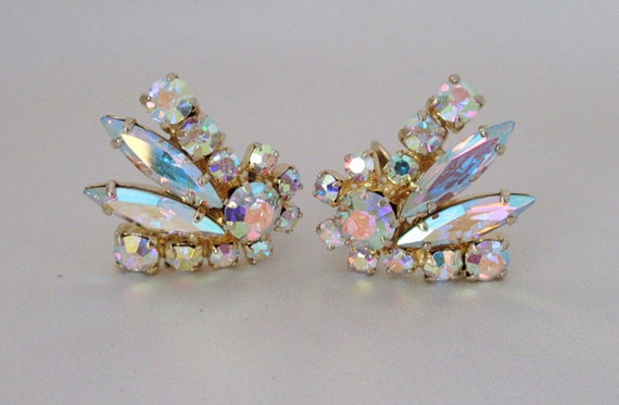 Sherman Earrings Signed Swarovski Aurora Borealis… - image 4