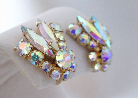 Sherman Earrings Signed Swarovski Aurora Borealis… - image 2