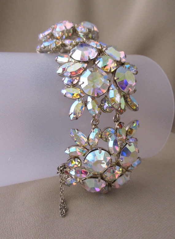 SHERMAN Bracelet Signed Aurora Borealis Swarovski 