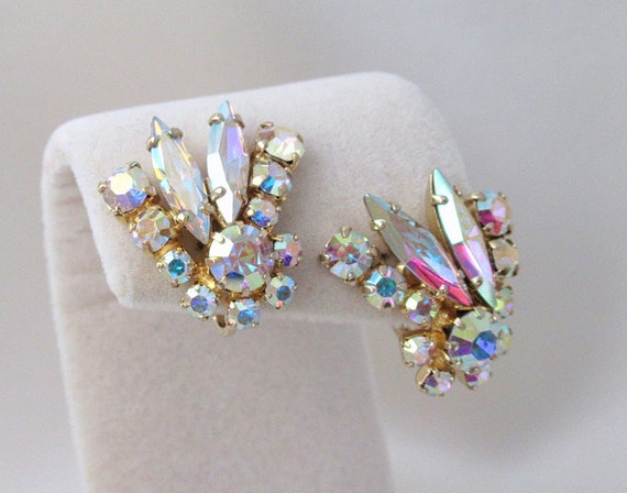 Sherman Earrings Signed Swarovski Aurora Borealis… - image 8