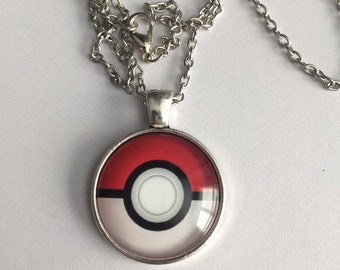 Pokemon Pokeball Cabochon Pendant Necklace-F37