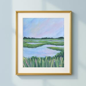 Southern Marsh Landscape Art Print: Grandmillennial Coastal Decor (Digital Download
