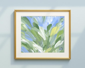 Blue and Green Abstract Art Print: Coastal Grandmillennial Decor (Digital Download)