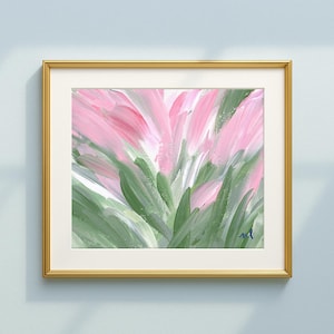 Pink and Green Abstract Art Print: Southern Coastal Decor (Digital Download