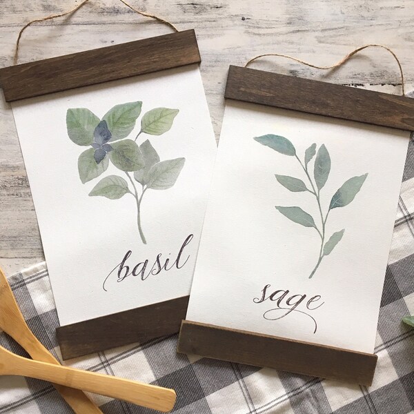 Herb Canvas Sign / Farmhouse Scroll Sign / Farmhouse Kitchen Sign / Rustic Home Decor